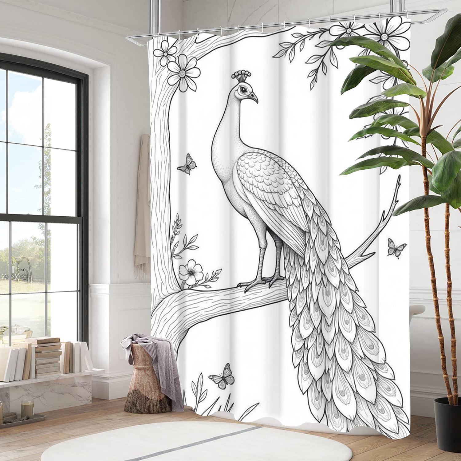 Animal Elegant Peacock Pattern Rustic Style Bathroom Shower Curtain With 12 Hooks Home Bathroom Decor And Accessories W60H190(CM)-1 Pcs
Animal Elegant Peacock Pattern Rustic Style Bathroom Shower Curtain With 12 Hooks Home Bathroom Decor And Accessories W60H190(CM)-1 Pcs