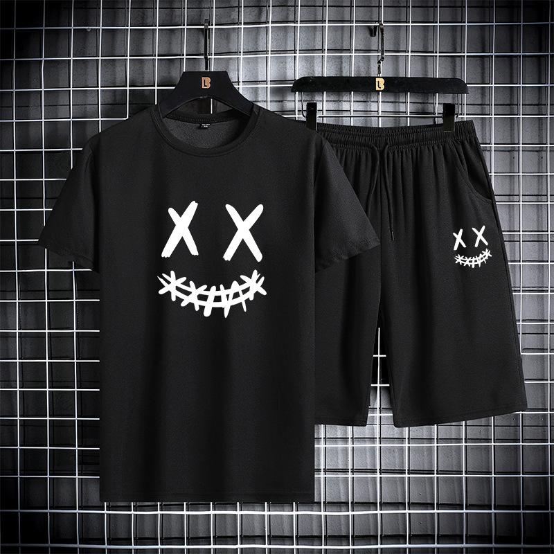 Summer Men s Printed Sports Set with Smiling Face Pattern Mesh Breathable Round Neck T-shirt Two-piece Pants Set XS чёрный
Summer Men s Printed Sports Set with Smiling Face Pattern Mesh Breathable Round Neck T-shirt Two-piece Pants Set XS чёрный