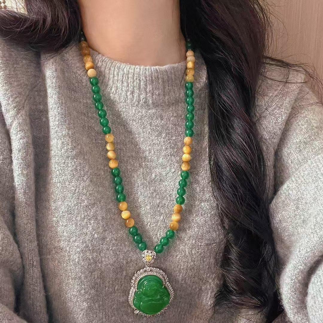 High Quality Autumn And Winter Maillard Style Natural Vitreous Green Chalcedony Agate Buddha Male Sweater Chain Necklace
High Quality Autumn And Winter Maillard Style Natural Vitreous Green Chalcedony Agate Buddha Male Sweater Chain Necklace