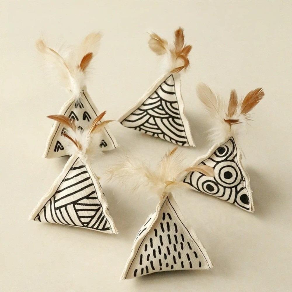 New Canvas Triangular Cat with Bells Feathers Soft Surface Cat Teasing Tool Inner Catnip Cat Teaser Home Play
New Canvas Triangular Cat with Bells Feathers Soft Surface Cat Teasing Tool Inner Catnip Cat Teaser Home Play