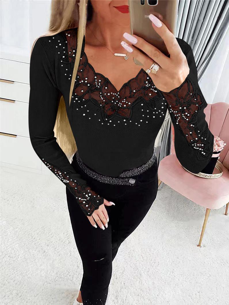2025 Women s Long-Sleeve T-Shirt with Lace Trim and Hot Drill Accents Extra Large чёрный
2025 Women s Long-Sleeve T-Shirt with Lace Trim and Hot Drill Accents Extra Large чёрный
