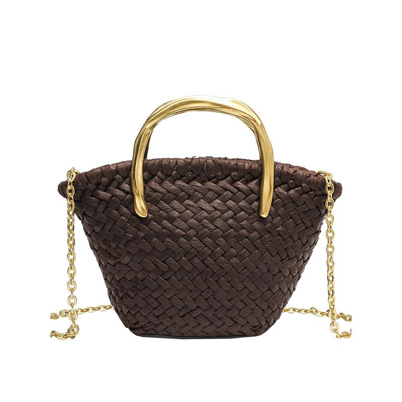 Retro Straw Woven Handbag With Metal Chain & Handle Luxury Fashi Versatile Crossbody Bag Casual Summer Beach Bucket Bag коричневий
Retro Straw Woven Handbag With Metal Chain & Handle Luxury Fashi Versatile Crossbody Bag Casual Summer Beach Bucket Bag коричневий