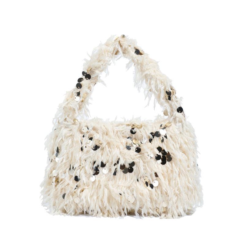 Soft Plush Wrist Bag Sequined Shoulder Bag Lamb Wool Tote Bags for Women Handbags Warm Faux Fur Crossbody Bags Flap Purses
Soft Plush Wrist Bag Sequined Shoulder Bag Lamb Wool Tote Bags for Women Handbags Warm Faux Fur Crossbody Bags Flap Purses