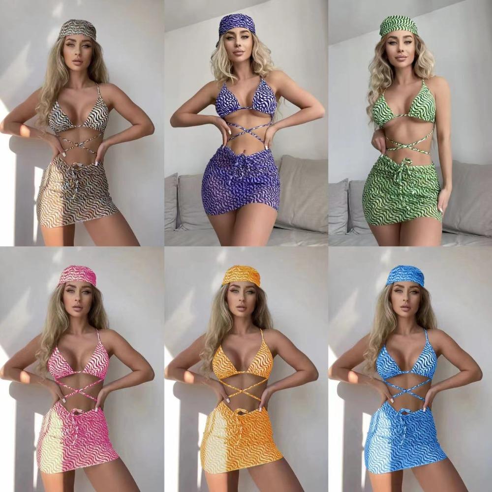 European and American Drawstring Straps Bikini Sexy Three-piece Swimsuit XL рожевий червоний колір
European and American Drawstring Straps Bikini Sexy Three-piece Swimsuit XL рожевий червоний колір