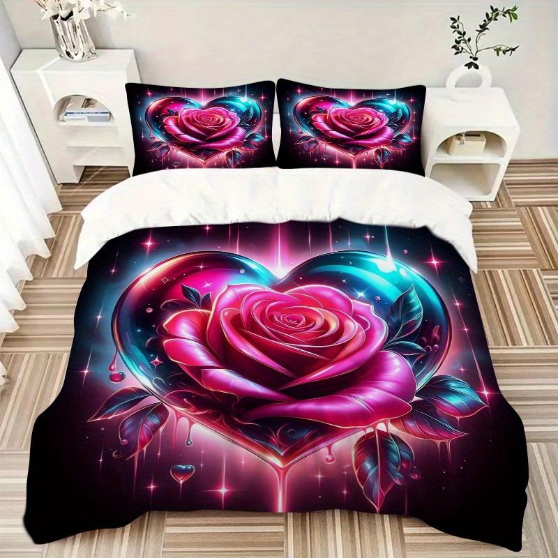3pcs Heart Rose Bedding Set Down Comforter Cover and Pillowcases, Suitable for Guest Room Home Decoration All Seasons(No Insert) S0819052 135x200cm
3pcs Heart Rose Bedding Set Down Comforter Cover and Pillowcases, Suitable for Guest Room Home Decoration All Seasons(No Insert) S0819052 135x200cm