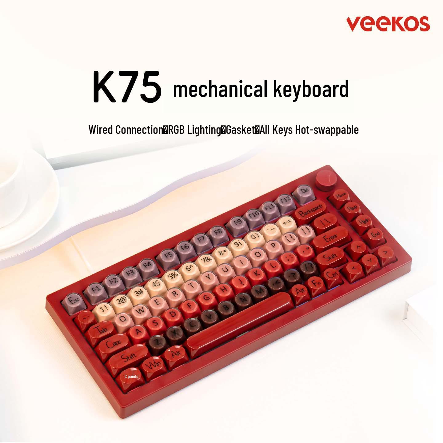 AKKO Veekos K75 Wine Red Mechanical Keyboard for Office & Gaming
AKKO Veekos K75 Wine Red Mechanical Keyboard for Office & Gaming