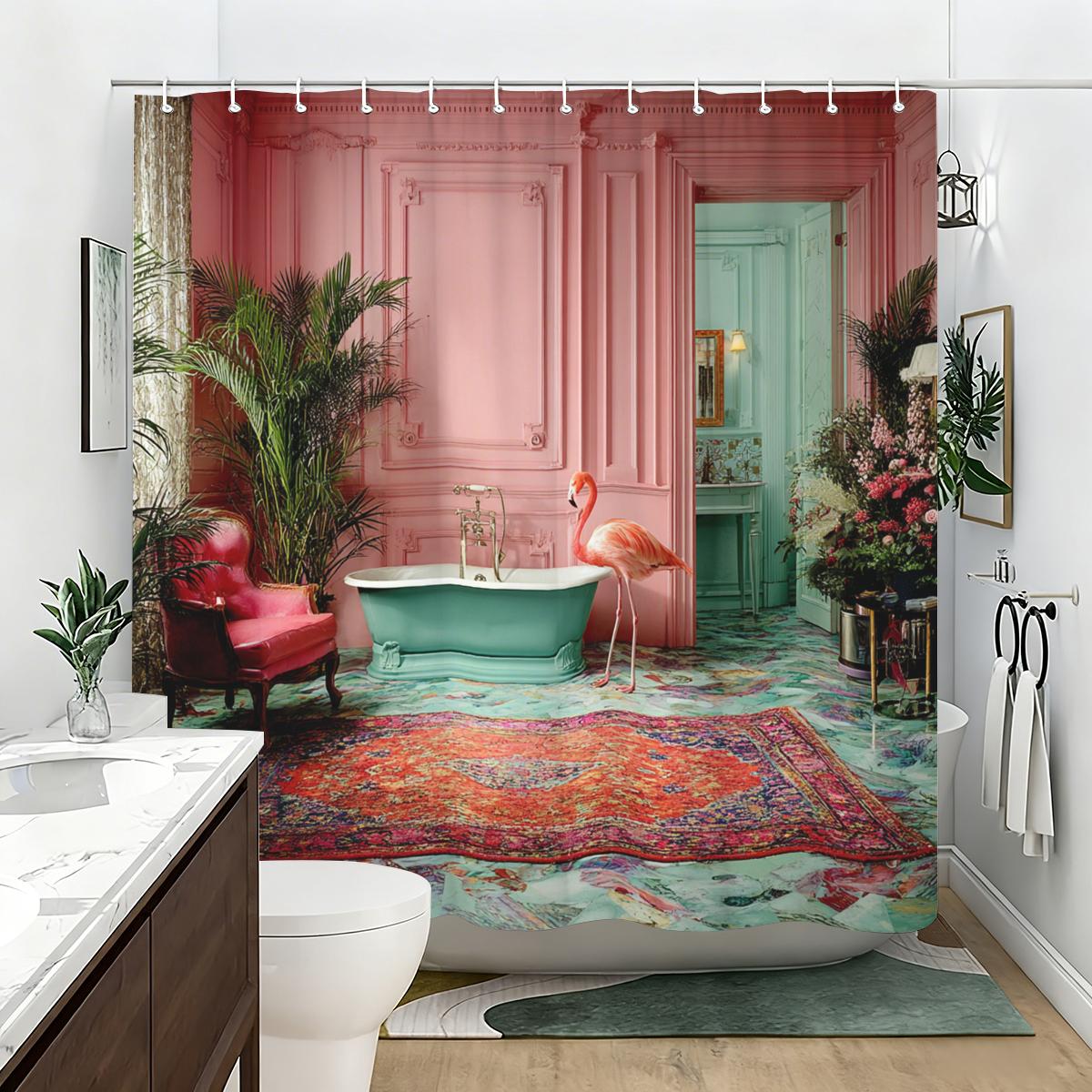 Vintage Themed Polyester Shower Curtain - Artistic Bathtub & Floral Scene Printed Bathroom Decorative Curtain W60H190(CM)-1 Pcs
Vintage Themed Polyester Shower Curtain - Artistic Bathtub & Floral Scene Printed Bathroom Decorative Curtain W60H190(CM)-1 Pcs