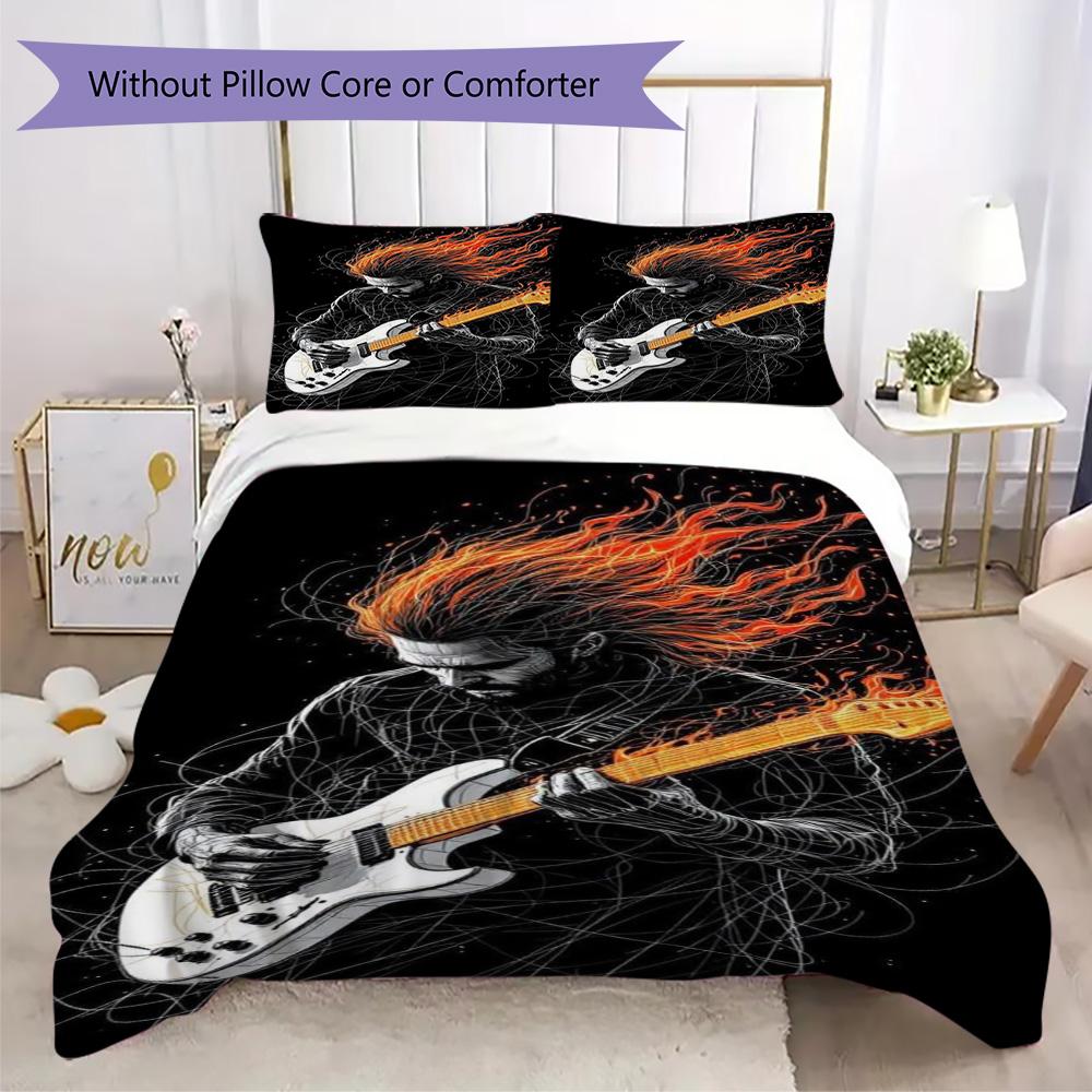Black & White Splatter Guitar Print Bedding Set, Rock Music Duvet Cover Set(1 * duvet cover + 2 * pillowcase, without core) 135x200cm
Black & White Splatter Guitar Print Bedding Set, Rock Music Duvet Cover Set(1 * duvet cover + 2 * pillowcase, without core) 135x200cm