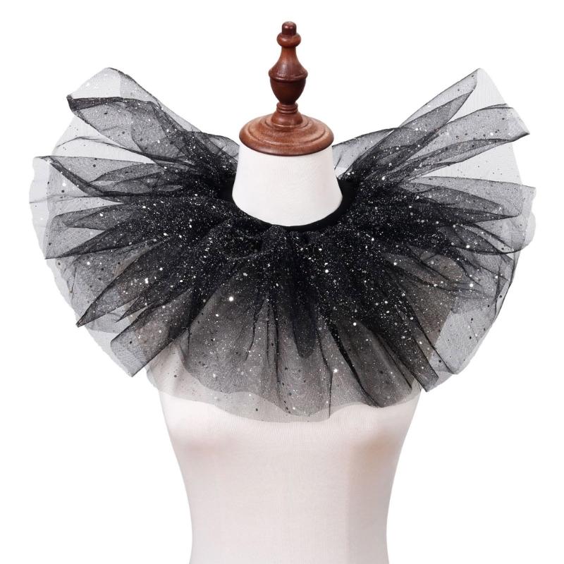 Victorian Layered Tulle Detachable Neck Ruff with Sparkling Glitter Dots Clown Faux Collar for Women Cosplay Shawl Wrap
Victorian Layered Tulle Detachable Neck Ruff with Sparkling Glitter Dots Clown Faux Collar for Women Cosplay Shawl Wrap