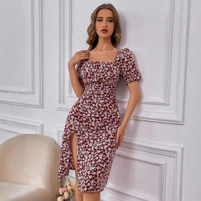 Floral Square Neck Sexy Slit Dress Floral Square Collar Sexy Split Dress Burgundy XL
Floral Square Neck Sexy Slit Dress Floral Square Collar Sexy Split Dress Burgundy XL