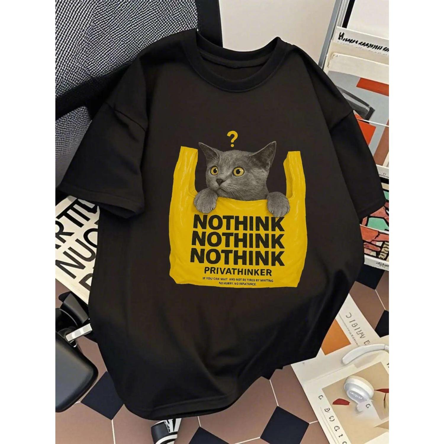PRIVATHINKER Graphic Print Summer Breathable Fit Tee with Cat NOTHINK NOTHINK Print Aesthetic Clothes Women Clothes S чёрный
PRIVATHINKER Graphic Print Summer Breathable Fit Tee with Cat NOTHINK NOTHINK Print Aesthetic Clothes Women Clothes S чёрный