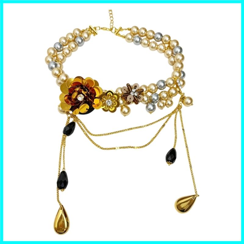 Elegant Beaded Flower Fringe Necklace With Adjustable Chain For Women Vintage Geometric Design Clavicle Chain Jewelry золотий
Elegant Beaded Flower Fringe Necklace With Adjustable Chain For Women Vintage Geometric Design Clavicle Chain Jewelry золотий