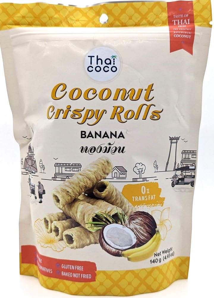 Банан 140 г Хрустящий кокосовый рулет Хрустящая закуска из Таиланда Черный кунжут добавляется в тесто, замешанное на кокосовом молоке, и запекается в булочке. Наслаждайтесь
Банан 140 г Хрустящий кокосовый рулет Хрустящая закуска из Таиланда Черный кунжут добавляется в тесто, замешанное на кокосовом молоке, и запекается в булочке. Наслаждайтесь