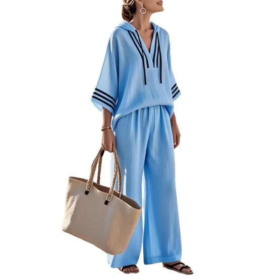 Women Summer Cotton Linen 2 Piece Outfits Casual 3/4 Sleeve Pullover Top And Wide Leg Pants Set Loose Hooded Lounge Sets XXL небо синє кольору
Women Summer Cotton Linen 2 Piece Outfits Casual 3/4 Sleeve Pullover Top And Wide Leg Pants Set Loose Hooded Lounge Sets XXL небо синє кольору