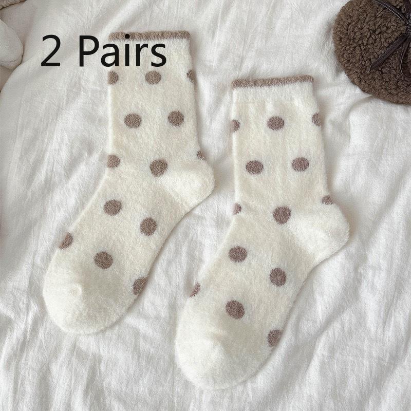 2 Pairs of Autumn and Winter Women s Socks - Woolen, Cute, Extra Thick, with Ribbons and Knotted Patterns, and Polka Dots 2 pairs
2 Pairs of Autumn and Winter Women s Socks - Woolen, Cute, Extra Thick, with Ribbons and Knotted Patterns, and Polka Dots 2 pairs