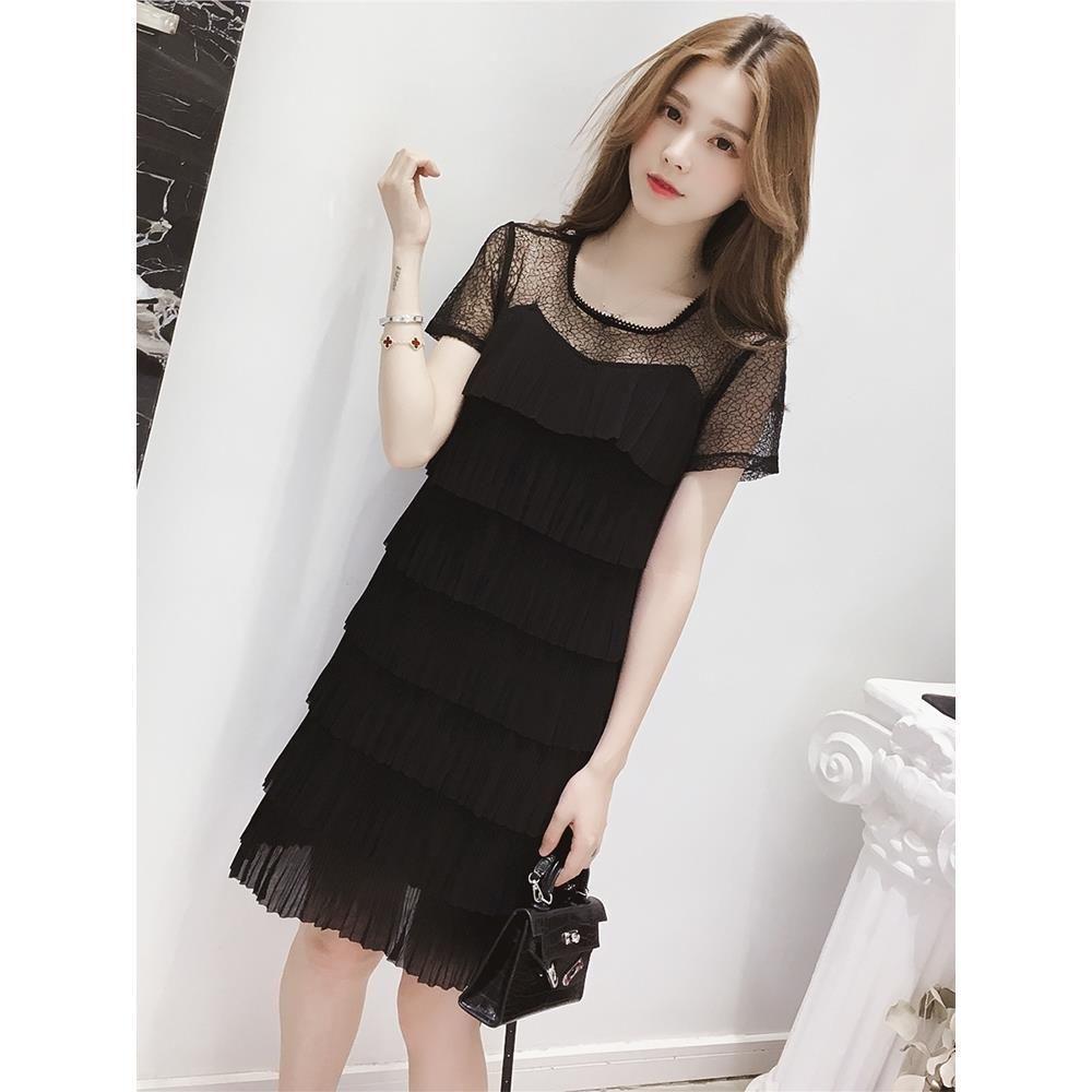 Summer Lace Patchwork Chiffon Dress, Short-Sleeved Fairy Style Cake Skirt in Black S 40-45 kg чёрный
Summer Lace Patchwork Chiffon Dress, Short-Sleeved Fairy Style Cake Skirt in Black S 40-45 kg чёрный