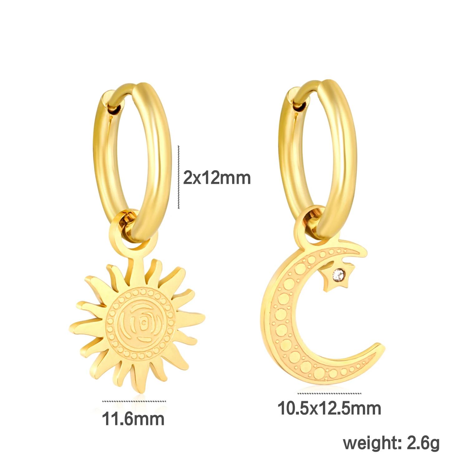 Romantic Asymmetric Stainless Steel Gold Color Sun Moon Pendant Drop Earrings for Women Shiny Zirconia Earrings Trendy Jewelry
Romantic Asymmetric Stainless Steel Gold Color Sun Moon Pendant Drop Earrings for Women Shiny Zirconia Earrings Trendy Jewelry
