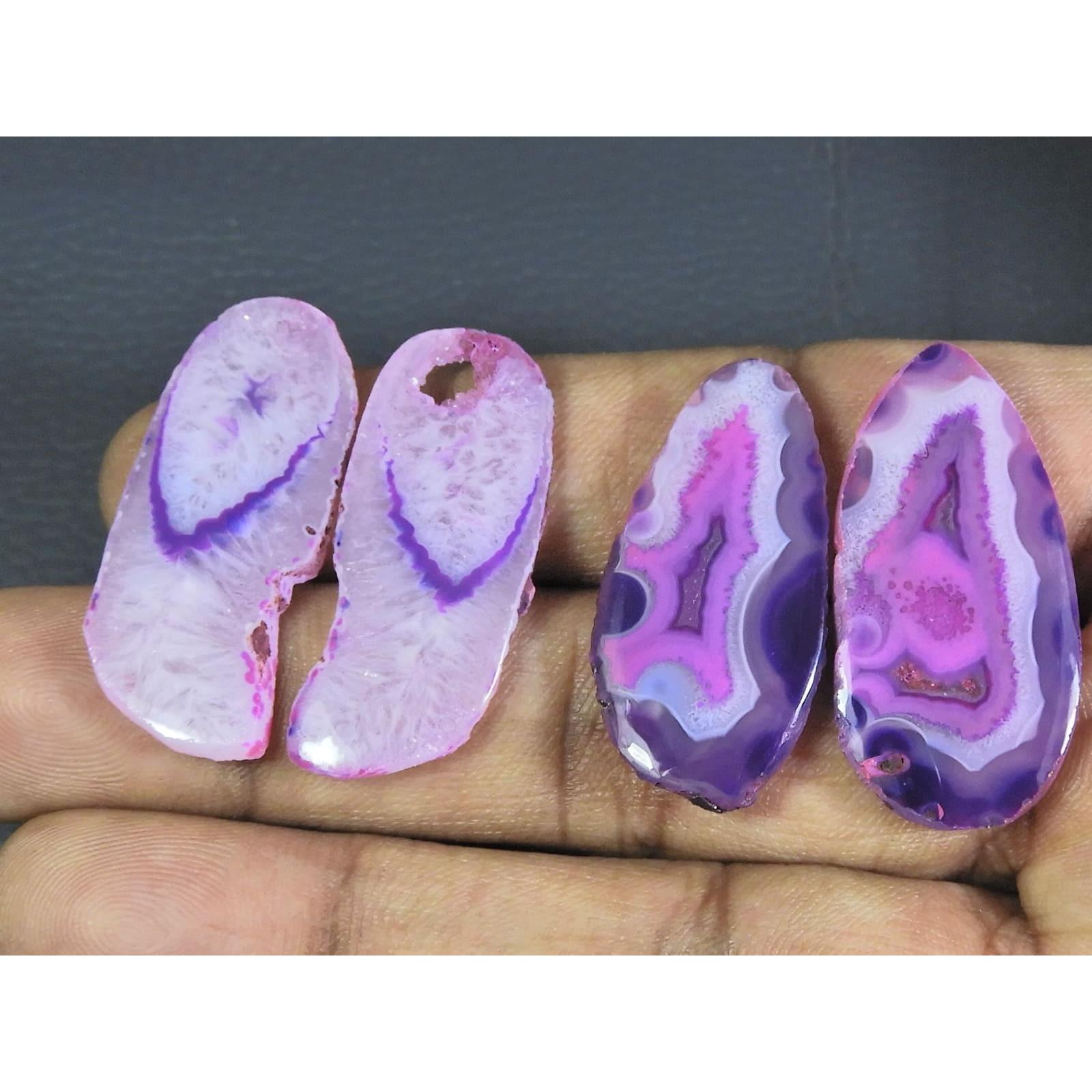 68Cts. Dyed Slice Druzy Agate Matched Pair Cabochon Loose Gemstone 2Pair Lot A-30 
68Cts. Dyed Slice Druzy Agate Matched Pair Cabochon Loose Gemstone 2Pair Lot A-30