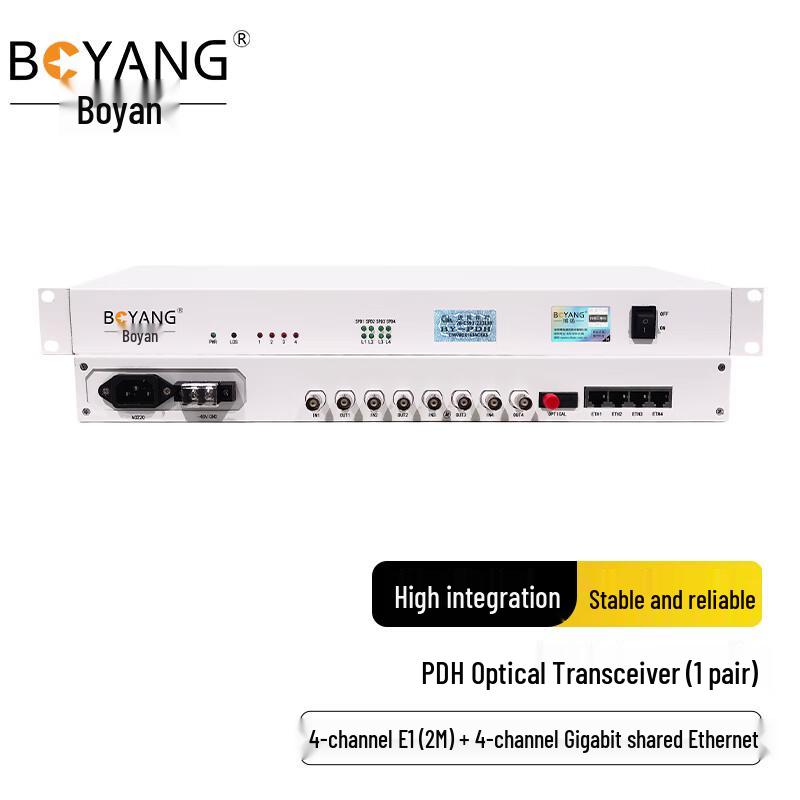 BOYANG 4E1 4-Port 2M + 4-Port Gigabit Ethernet PDH Optical Transceiver
BOYANG 4E1 4-Port 2M + 4-Port Gigabit Ethernet PDH Optical Transceiver