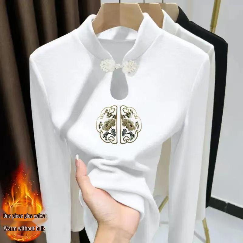 Women s Autumn Winter Long Sleeve T-shirt with Frog Button, Water Drop Collar, and Print Design XL (115-130 jin)
Women s Autumn Winter Long Sleeve T-shirt with Frog Button, Water Drop Collar, and Print Design XL (115-130 jin)