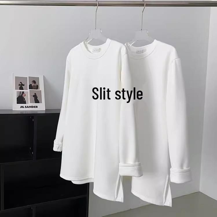 Женская белая футболка средней длины с флисовой подкладкой и разрезом для осени/зимы XL
Женская белая футболка средней длины с флисовой подкладкой и разрезом для осени/зимы XL