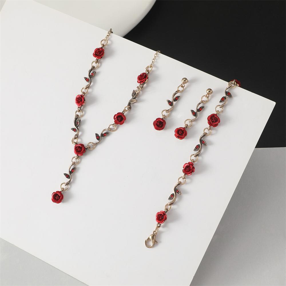 1-3pcs/set Vintage Red Rose Bracelet Necklace Earring Pretty Fashion Elegant Jewelry for Women Wedding Romantic Gifts
1-3pcs/set Vintage Red Rose Bracelet Necklace Earring Pretty Fashion Elegant Jewelry for Women Wedding Romantic Gifts