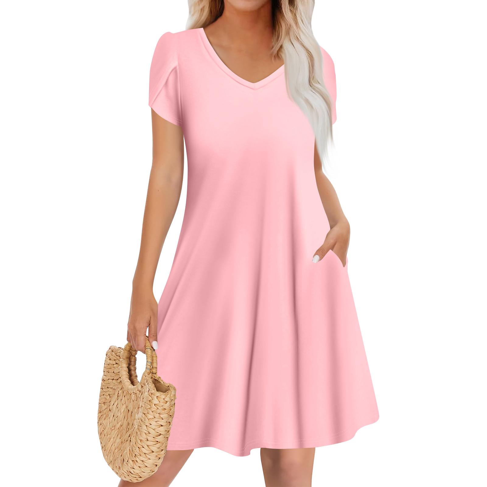Женское повседневное модное платье с V-образным вырезом и коротким рукавом, стильное свадебное платье для гостей XL розовый
Женское повседневное модное платье с V-образным вырезом и коротким рукавом, стильное свадебное платье для гостей XL розовый