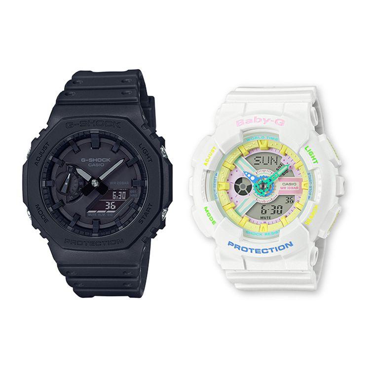 Casio Couple Watch Series GA & BA Farmhouse Oak Black Warrior Quartz Movement Resin Strap Unisex Watches GA-2100-1A1+BA-110TM-7AER Black Band and White Band (Pair)
Casio Couple Watch Series GA & BA Farmhouse Oak Black Warrior Quartz Movement Resin Strap Unisex Watches GA-2100-1A1+BA-110TM-7AER Black Band and White Band (Pair)