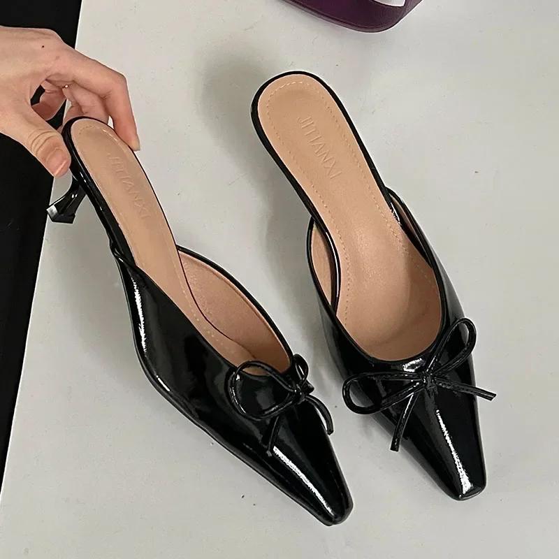 Fashion Butterfly-Knot Ladies Thin Heels Shoes Pointed Toe Pumps Slides Footwear Women Medium Heels Female Slippers Mules 42
Fashion Butterfly-Knot Ladies Thin Heels Shoes Pointed Toe Pumps Slides Footwear Women Medium Heels Female Slippers Mules 42