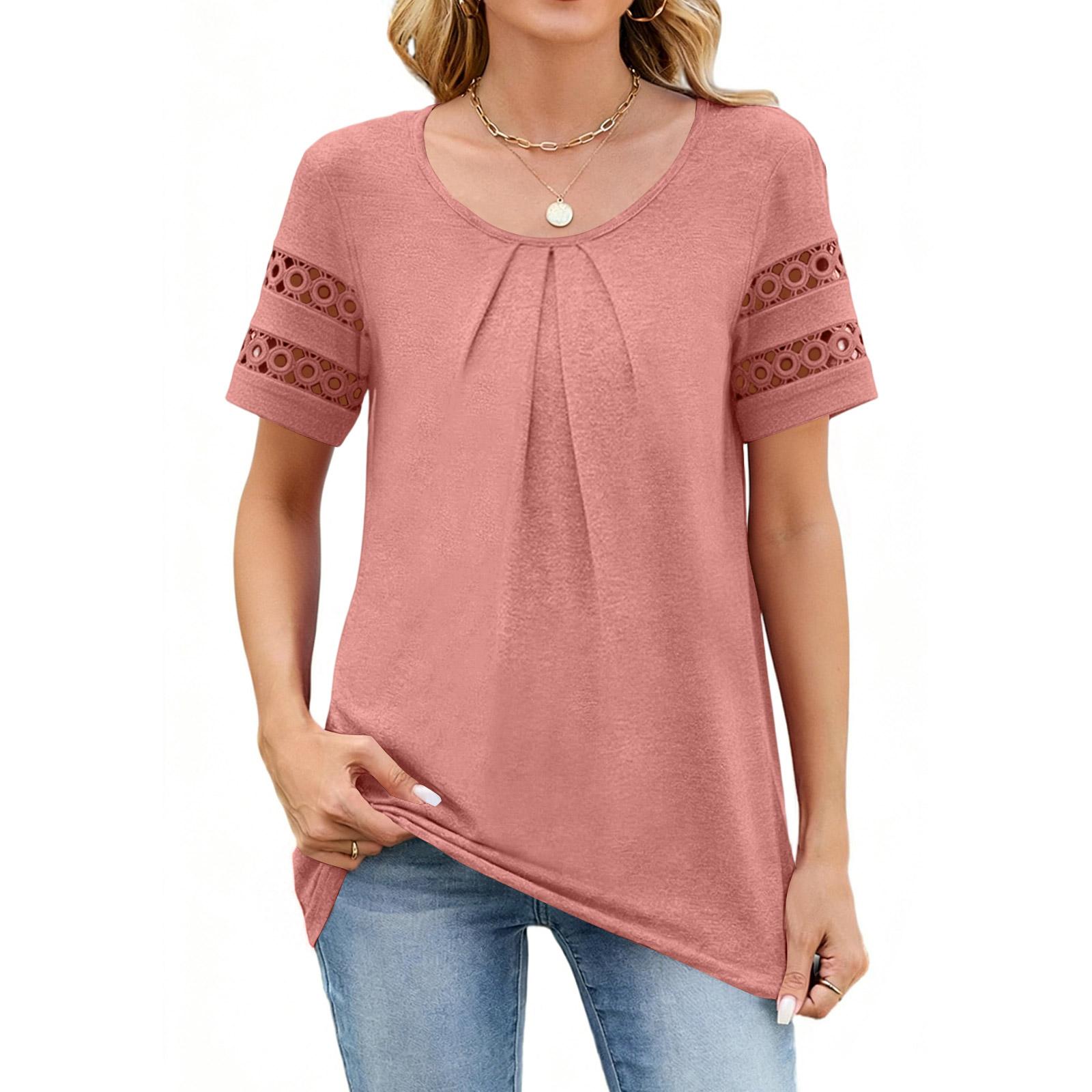 Womens Tops Short Length Sleeve Casual Blouses 2025 Trendy Round Neck T Shirts Summer Clothes XL рожевий
Womens Tops Short Length Sleeve Casual Blouses 2025 Trendy Round Neck T Shirts Summer Clothes XL рожевий