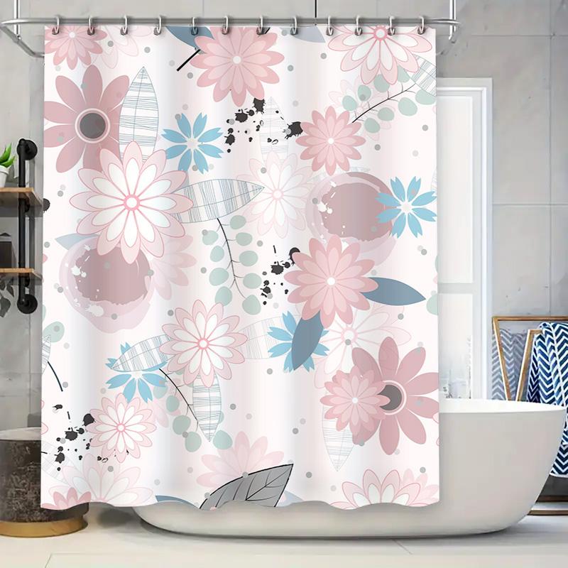 Delicate Floral Shower Curtain Pink Blue White Bath Decor Privacy Liner For Home Hotel Use Polyester Waterproof Material Size 18 W60H190(CM)-1 Pcs
Delicate Floral Shower Curtain Pink Blue White Bath Decor Privacy Liner For Home Hotel Use Polyester Waterproof Material Size 18 W60H190(CM)-1 Pcs