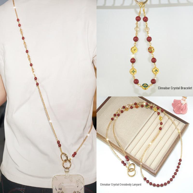 3D Cinnabar Crystal Mobile Phone Necklace: Chinese-Style Crossbody Anti-Lost Chain Lanyard
3D Cinnabar Crystal Mobile Phone Necklace: Chinese-Style Crossbody Anti-Lost Chain Lanyard