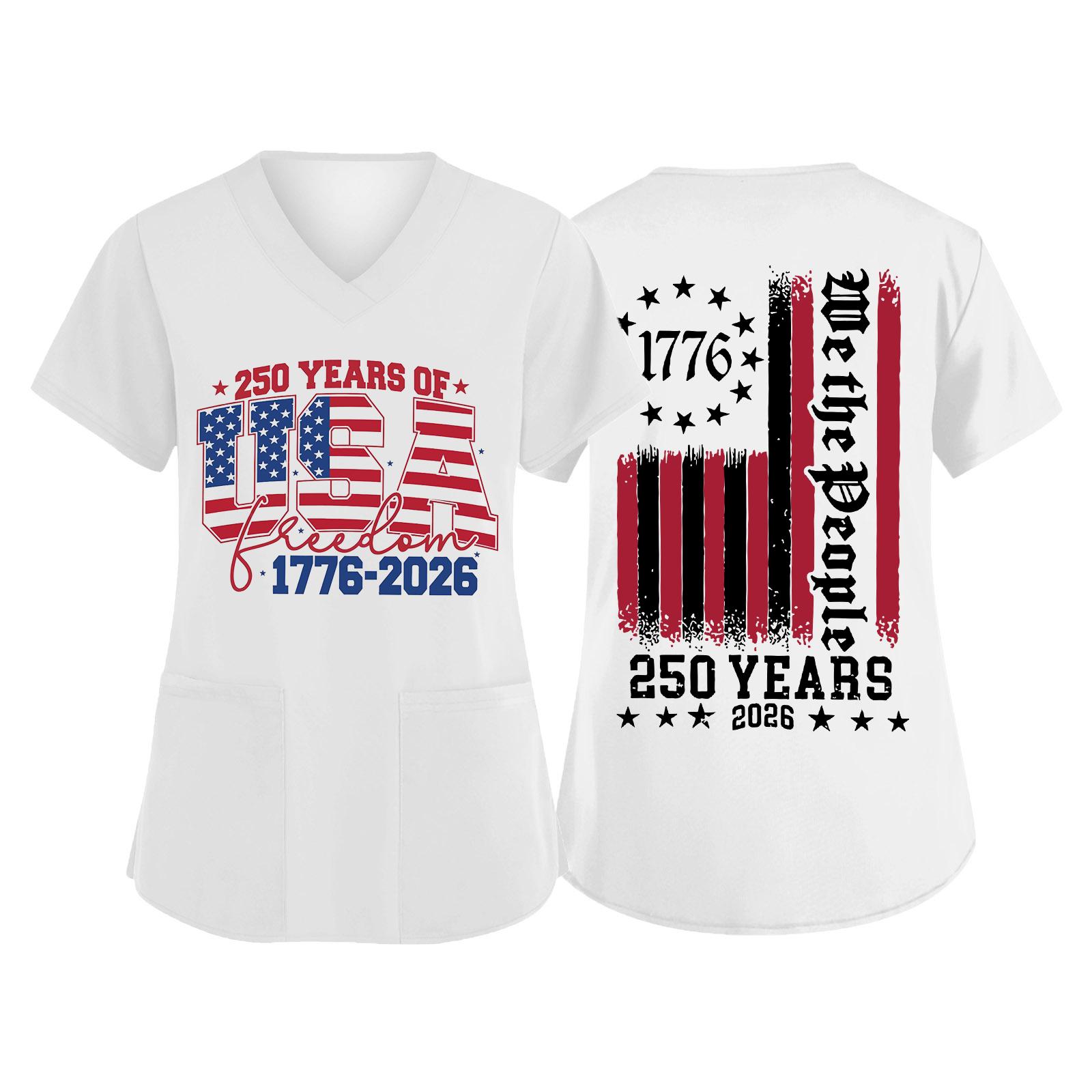 V Neck Short Sleeve Top with 250 Years USA 1776 2026 Print and We the Graphic for Women Men Work Uniform XL білий
V Neck Short Sleeve Top with 250 Years USA 1776 2026 Print and We the Graphic for Women Men Work Uniform XL білий