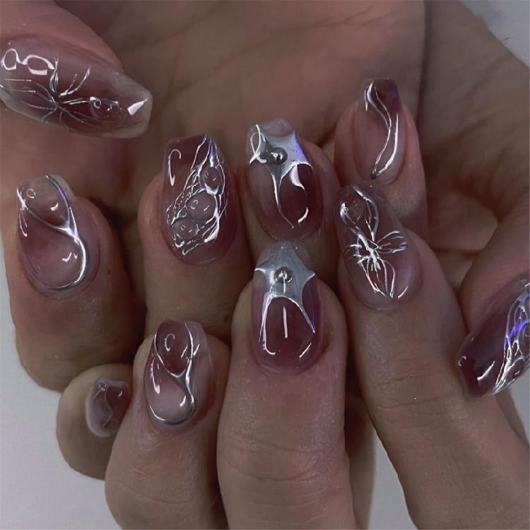 24 Pcs Gradient Full Cover Stick on Nail Flame Flower False Nail Short Ballet Press On Nail Artificial Nail 1
24 Pcs Gradient Full Cover Stick on Nail Flame Flower False Nail Short Ballet Press On Nail Artificial Nail 1
