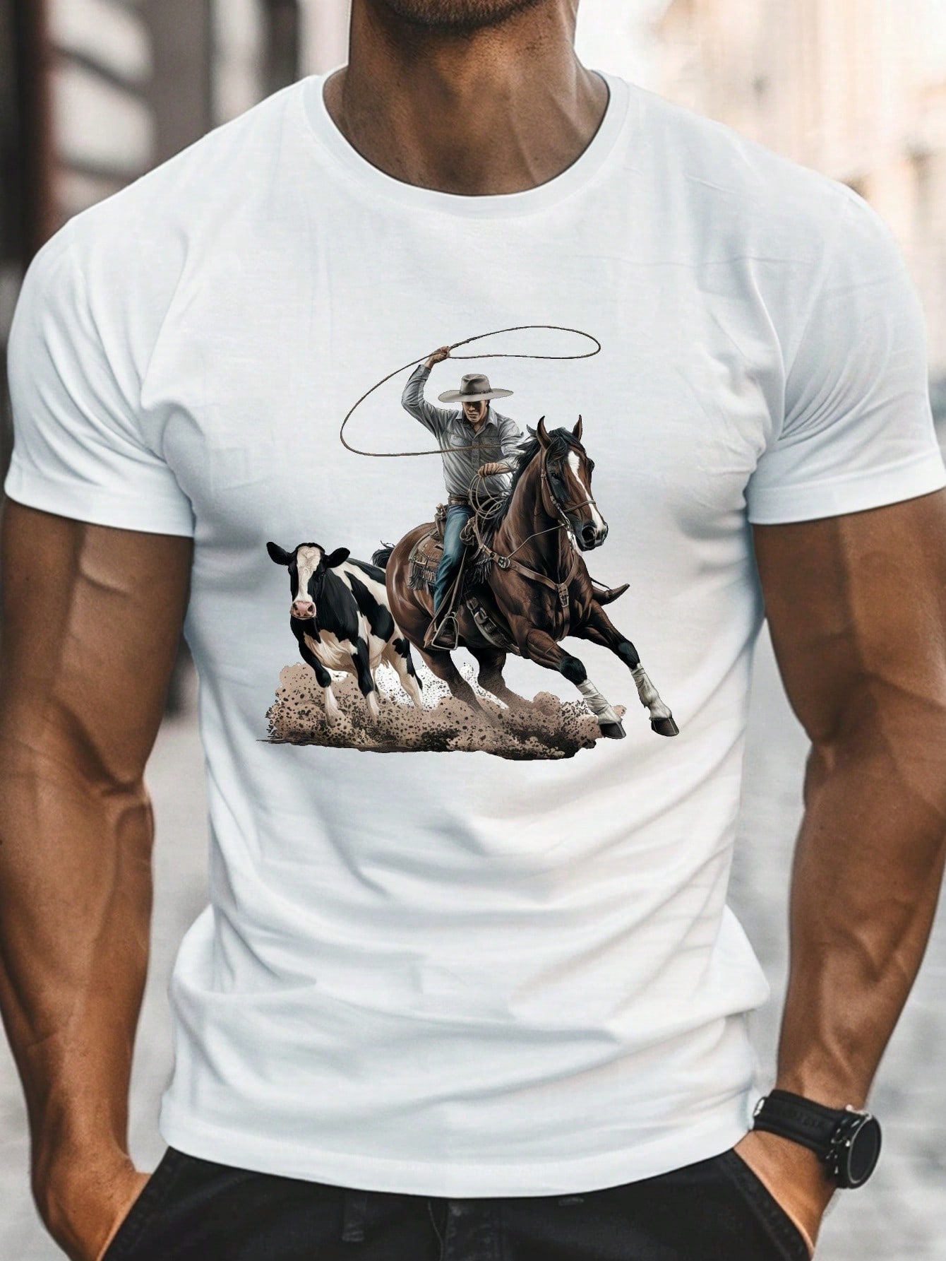 Mens Casual TShirt with Dynamic Cowboy Horse Graphic Print Breathable 100 Cotton Crew Neck Short Sleeve Tee Regular Fit 4XL
Mens Casual TShirt with Dynamic Cowboy Horse Graphic Print Breathable 100 Cotton Crew Neck Short Sleeve Tee Regular Fit 4XL