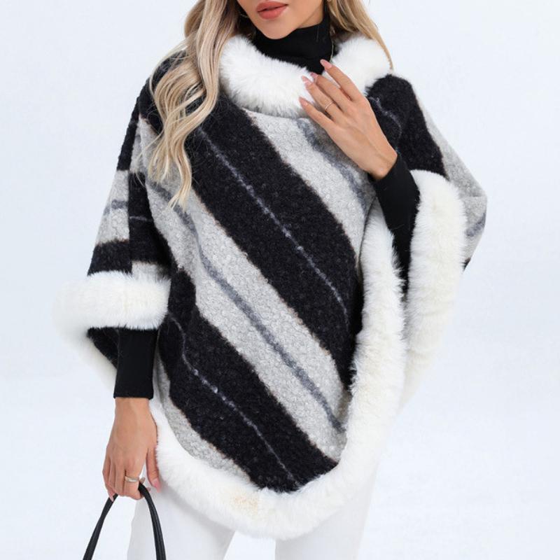 25 Autumn/Winter New Striped Cloak Women s Big Hair Collar Hoodie Twill Warm Shawl
25 Autumn/Winter New Striped Cloak Women s Big Hair Collar Hoodie Twill Warm Shawl