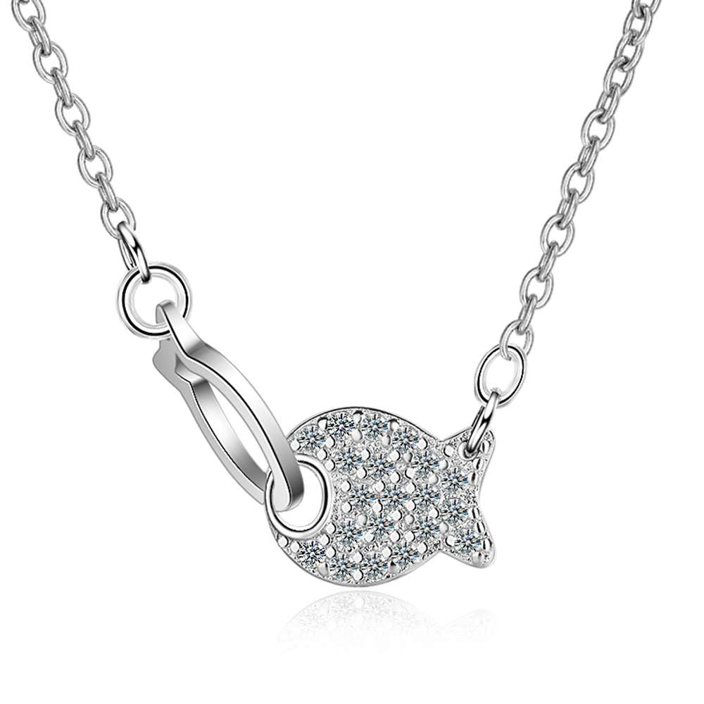 Rose Gold Color 925 Sterling Silver Color Jewelry Cute Fish with Rhinestone Pendant Necklace Girl Daily Fashion Accessories
Rose Gold Color 925 Sterling Silver Color Jewelry Cute Fish with Rhinestone Pendant Necklace Girl Daily Fashion Accessories