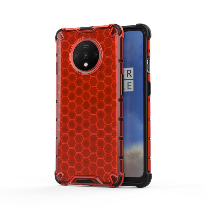 Для Oneplus 9 Pro Чехол Двухслойный гибридный TPU PC Armor Cover Для One plus 7T 9R Honeycomb Ударопрочный прозрачный жесткий чехол для телефона For Oneplus 9R красный