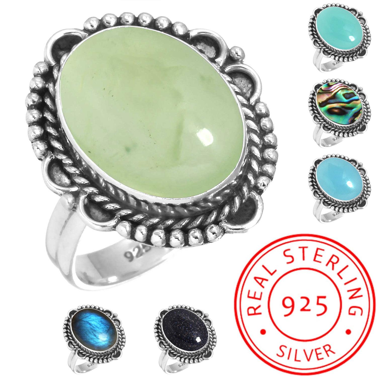 925 Sterling Silver Ring Women Gemstone Handmade Jewelry Christmas Gift Aqua Blue Chalcedony Abalone Shell Blue Sunstone Labradorite Prehnite Costume 13
925 Sterling Silver Ring Women Gemstone Handmade Jewelry Christmas Gift Aqua Blue Chalcedony Abalone Shell Blue Sunstone Labradorite Prehnite Costume 13