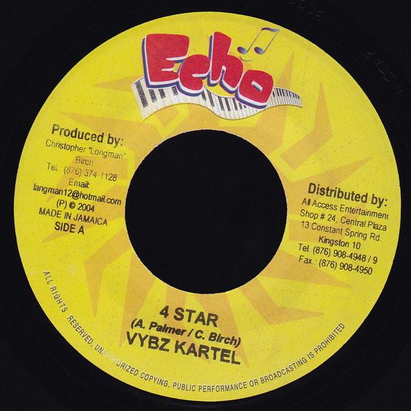 7inch Record VYBZ KARTEL - 4 Star NONE Echo 2004 Jamaica Reggae, Ska & Dub Used
7inch Record VYBZ KARTEL - 4 Star NONE Echo 2004 Jamaica Reggae, Ska & Dub Used