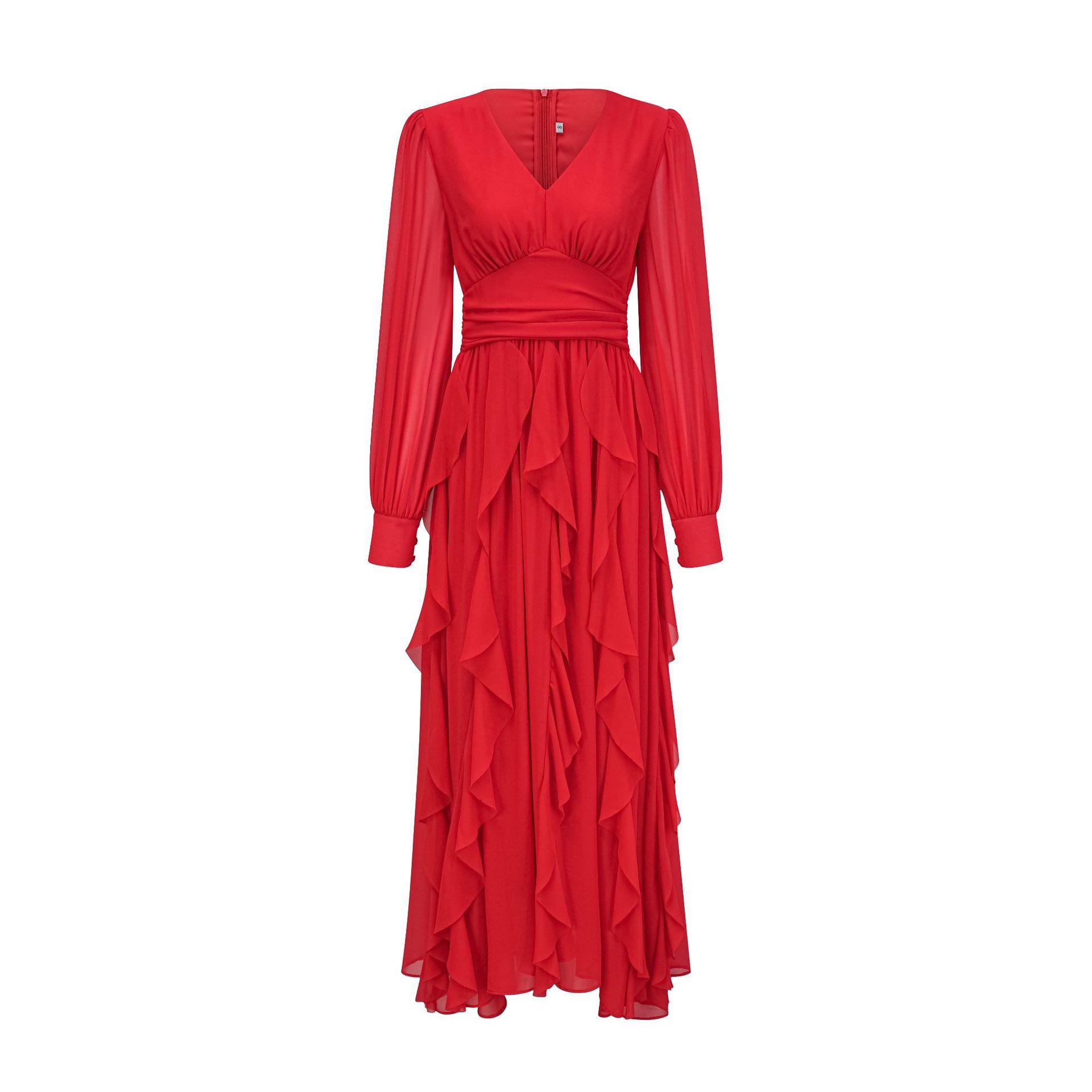 Dress V-neck Long-sleeved High-waisted Slim Dress High-end Women s Dress S красный
Dress V-neck Long-sleeved High-waisted Slim Dress High-end Women s Dress S красный
