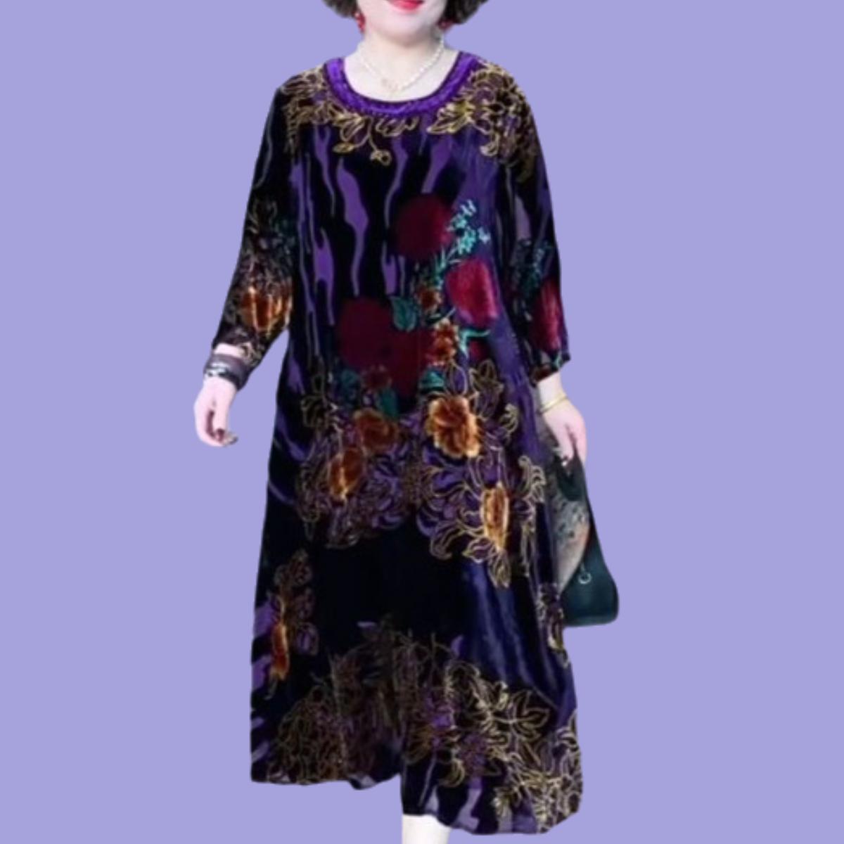 Жіноча сукня великого розміру Весна/Літо Вінтажна з принтом Золота велюрова сукня Оверсайз Вільна Круглий виріз Довга Квіткова сукня 3XL
Жіноча сукня великого розміру Весна/Літо Вінтажна з принтом Золота велюрова сукня Оверсайз Вільна Круглий виріз Довга Квіткова сукня 3XL