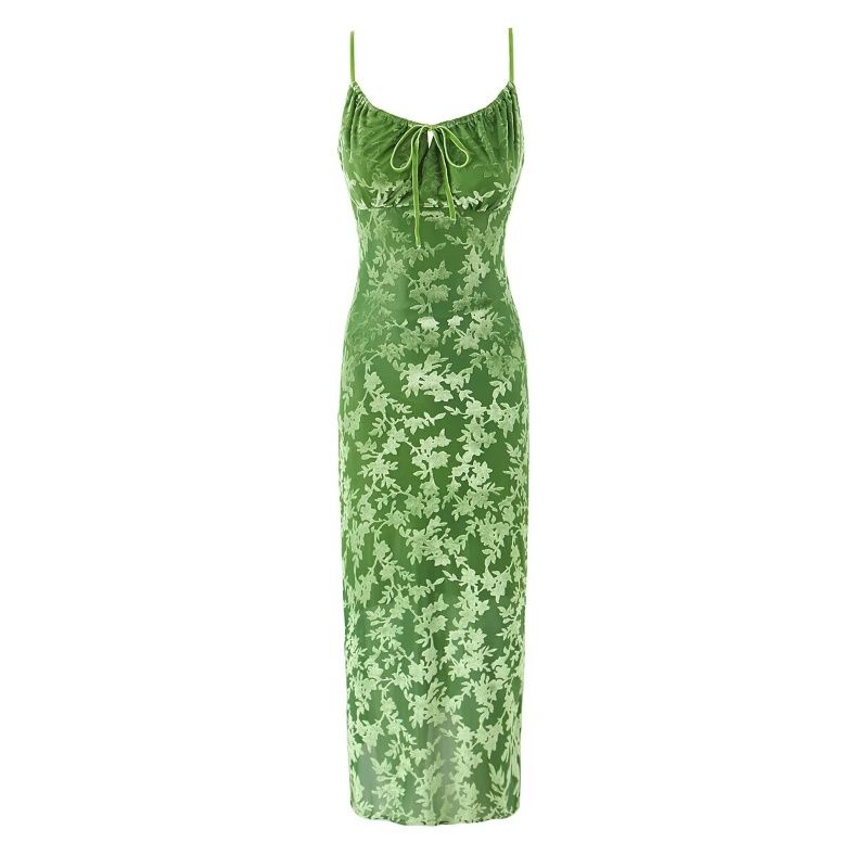 Lucky Bamboo French Pure Desire Retro Grass Green Flocking Burnt Flowers Sweet Spicy Backless Slimming Vacation Spaghetti Straps Dress Grass Green(High quality) L
Lucky Bamboo French Pure Desire Retro Grass Green Flocking Burnt Flowers Sweet Spicy Backless Slimming Vacation Spaghetti Straps Dress Grass Green(High quality) L