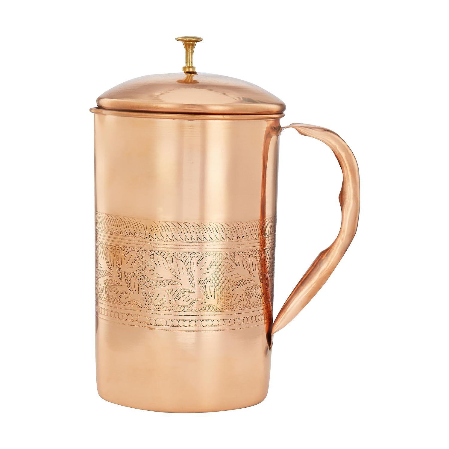 Embossed Copper Jug, 1350 ml,. The intricate designs and polished surfaces makes it visually appealing
Embossed Copper Jug, 1350 ml,. The intricate designs and polished surfaces makes it visually appealing