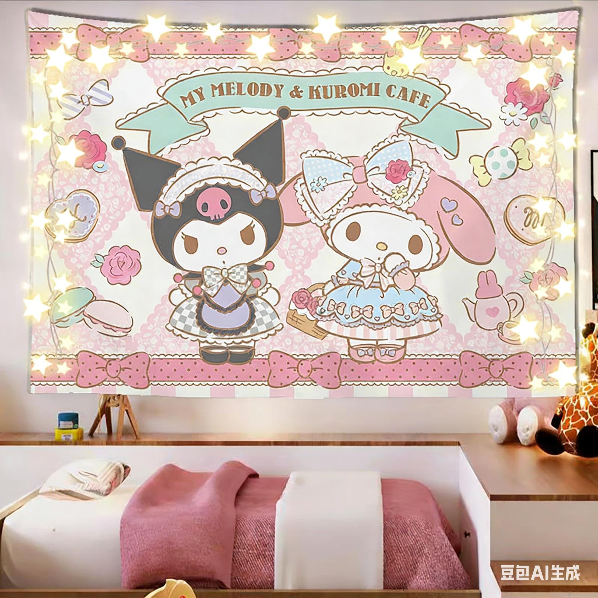 My Melody Kuromi Cafe Tapestry Kawaii Maid Style Print Polyester Wall Hanging Pink Sweet Themed Home Decor for Bedroom Do 74x94cm(29x37in)
My Melody Kuromi Cafe Tapestry Kawaii Maid Style Print Polyester Wall Hanging Pink Sweet Themed Home Decor for Bedroom Do 74x94cm(29x37in)