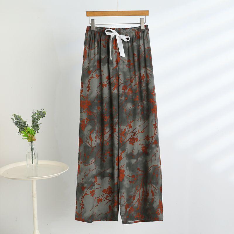 Bourette Wide-Leg Pants Women Summer Thin Print Straight Pants Drape Versatile Dance Pants Outer Wear Slimming Casual Trousers Iron gray bottom orange tree ya Longer
Bourette Wide-Leg Pants Women Summer Thin Print Straight Pants Drape Versatile Dance Pants Outer Wear Slimming Casual Trousers Iron gray bottom orange tree ya Longer