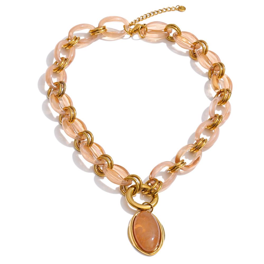 Yhpup Resin Acrylic Handmade Chain Oval Pendant Fashion Statement Necklace 18K Golden PVD Plated Trendy Waterproof Jewelry Gift
Yhpup Resin Acrylic Handmade Chain Oval Pendant Fashion Statement Necklace 18K Golden PVD Plated Trendy Waterproof Jewelry Gift