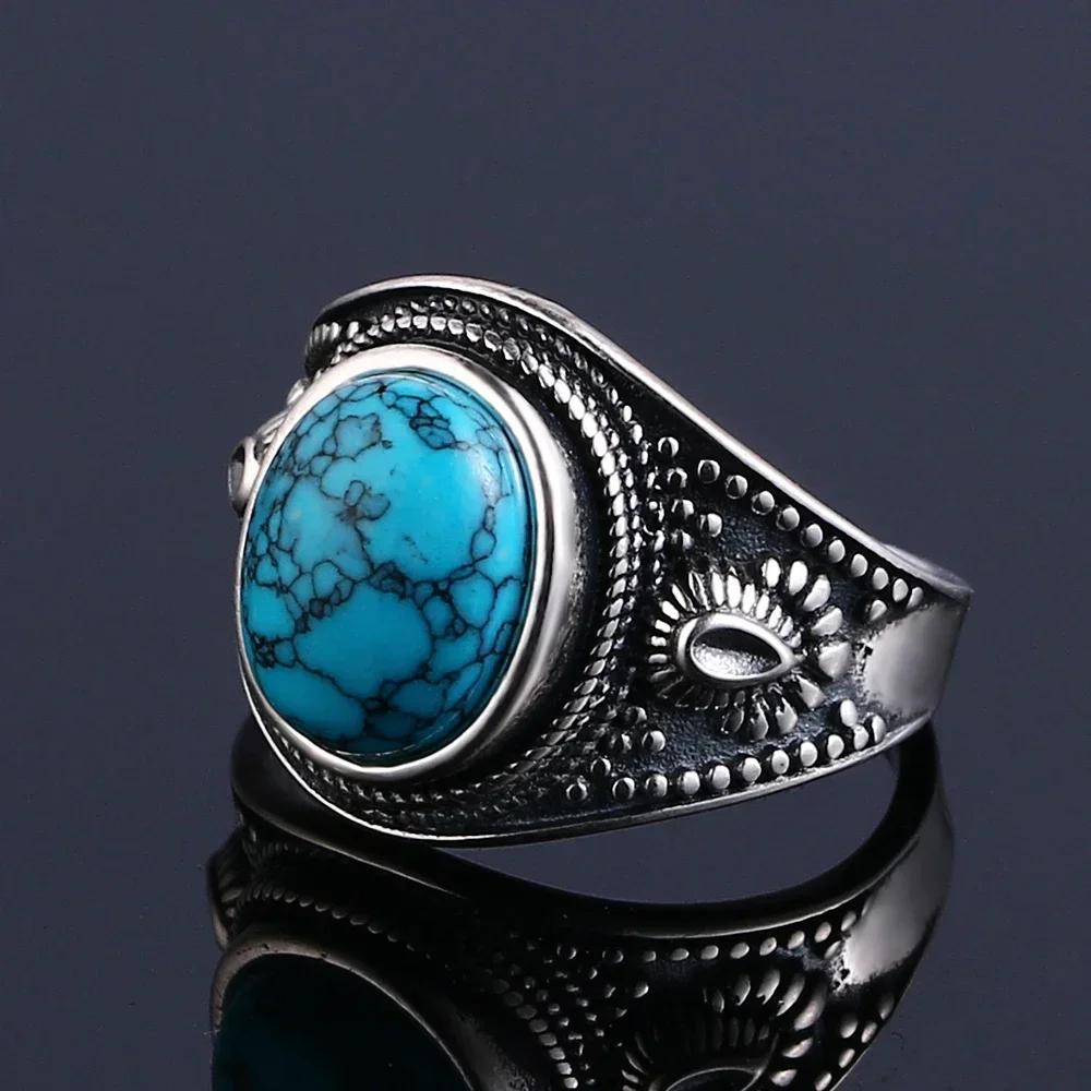 S925 Silver Vintage Ring With Natural Turquoise Stone Rings Oval and Round Shape Flower Carved Rings For Women Men 10
S925 Silver Vintage Ring With Natural Turquoise Stone Rings Oval and Round Shape Flower Carved Rings For Women Men 10