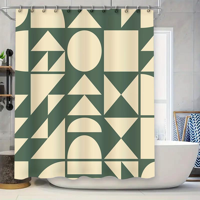 Modern Geometric Shapes Rectangular Shower Curtain For Bathroom Decor Green Cream Abstract Design In Various Sizes W60H190(CM)-1 Pcs
Modern Geometric Shapes Rectangular Shower Curtain For Bathroom Decor Green Cream Abstract Design In Various Sizes W60H190(CM)-1 Pcs