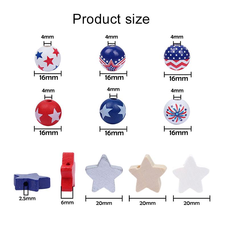 Wooden Bead Pearl DIY Accessories Patriotic Five-pointed Star Rotundity Manual Loose Beads Independence Day Color Decoration TMZ
Wooden Bead Pearl DIY Accessories Patriotic Five-pointed Star Rotundity Manual Loose Beads Independence Day Color Decoration TMZ